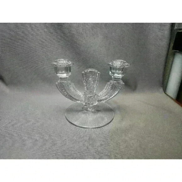 Vintage Tiffin Franciscan Etched Crystal Candelabra Double Candlestick Holders - Picture 3 of 9